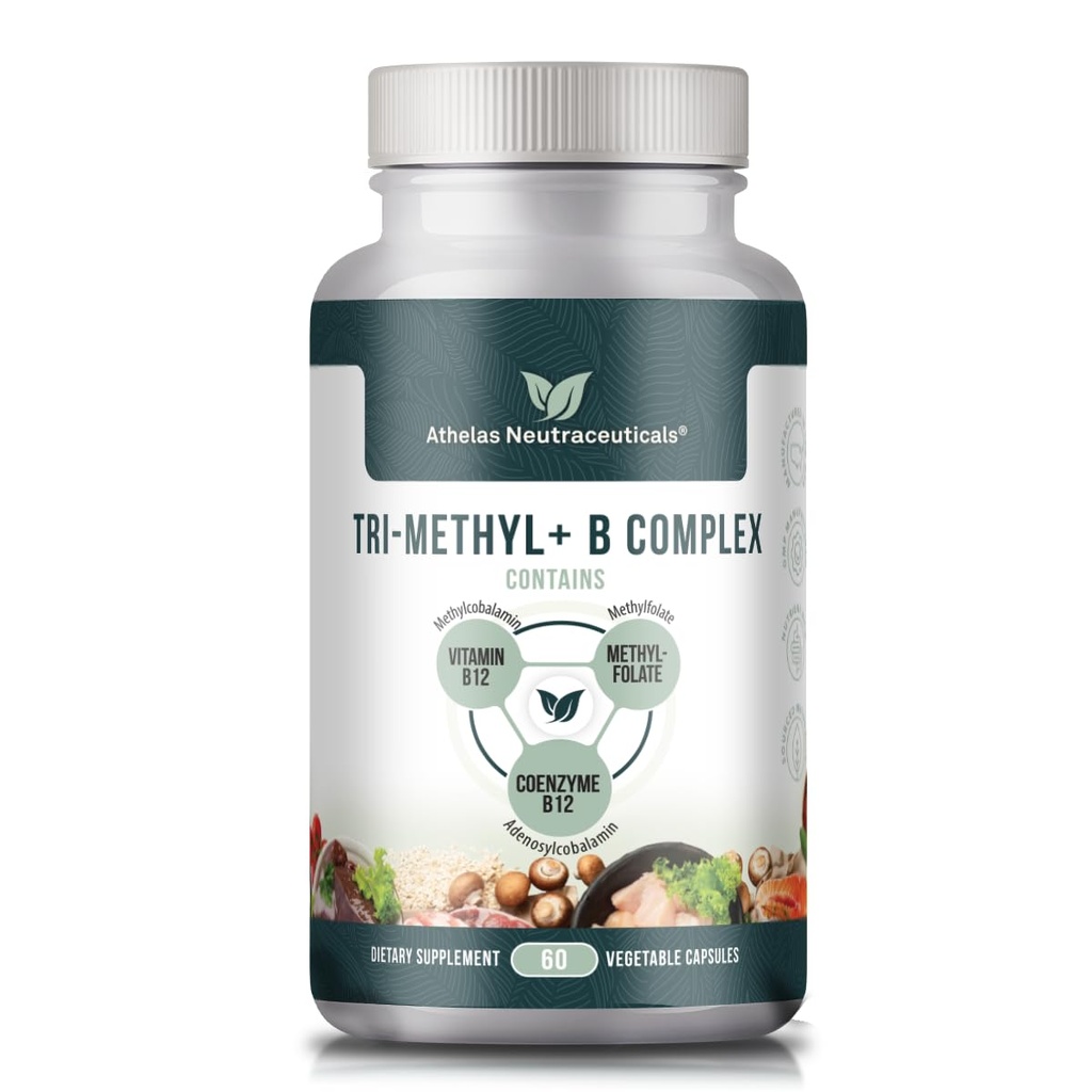 Tri-methyl + B komplex methylovaných vitaminů B - Komplexní vitaminový doplněk pro MTHFR Podpora aktivní formy B12 methylkobalaminu, adenosylkobalaminu a methylfolátu