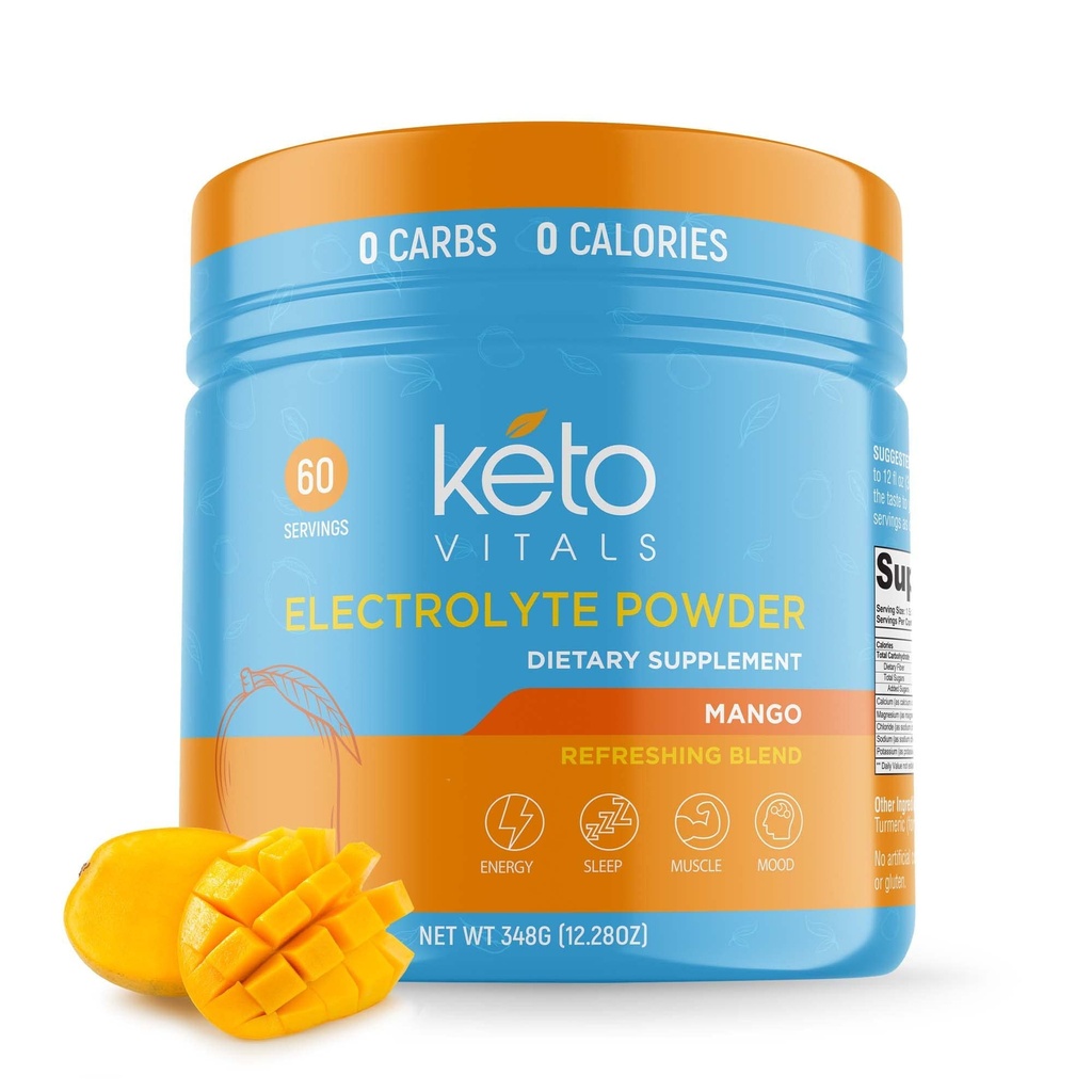 Keto Vitals Electrolytes Powder 124; Keto- Friendly Electrolytes with Draslík, Magnesium, Sodík, vápník 124; Keto Electrolytes Supplement Energy Drink Mix 124; Sugar- Free, Nulové kalorie, Nulové sacharidy