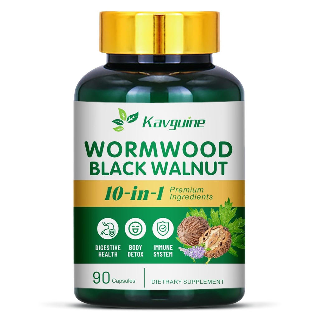 10 v 1 Wormwood Kapsle - 90 Kapsle Dodatek, Black Walnut Hulls, Hřebíky, Black Pepper, Kurkumin Kořen, Peppermint Leaf, Podporuje řezání zdraví a stravitelné rovnováhy