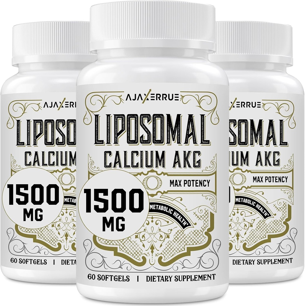 Lipozomální kalcium AKG dodatek 1500 MG (alfa- ketoglutarická kyselina), vysoká absorpce, účinnější než AAKG, Ca AKG pro dlouhověkost, věková obrana, celulární energie, metabolická funkce, 180 Softgels