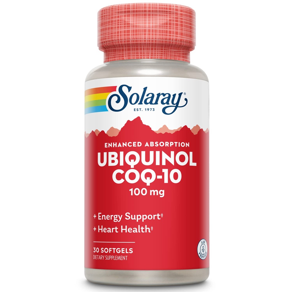 Solaray Ubiquinol CoQ-10 100mg Enhanced Absorption Softgels - Ubiquinol CoQ10 dodatek pro muže a ženy, Coenzym Q10-30 Softgels