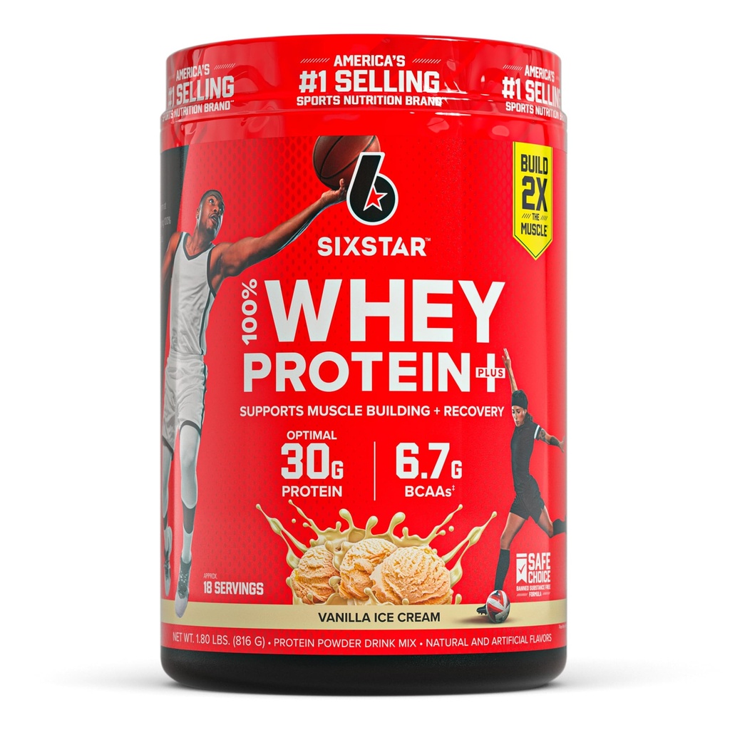 Six Star Syrovátkový prášek Plus - Svalová building & Recovery Formule s syrovátkovým izolátovým práškem, BCAA, 30g protein, Imunitní podpora - Post- Workout Dodatek - Vanilla Cream, 1,8 lbs