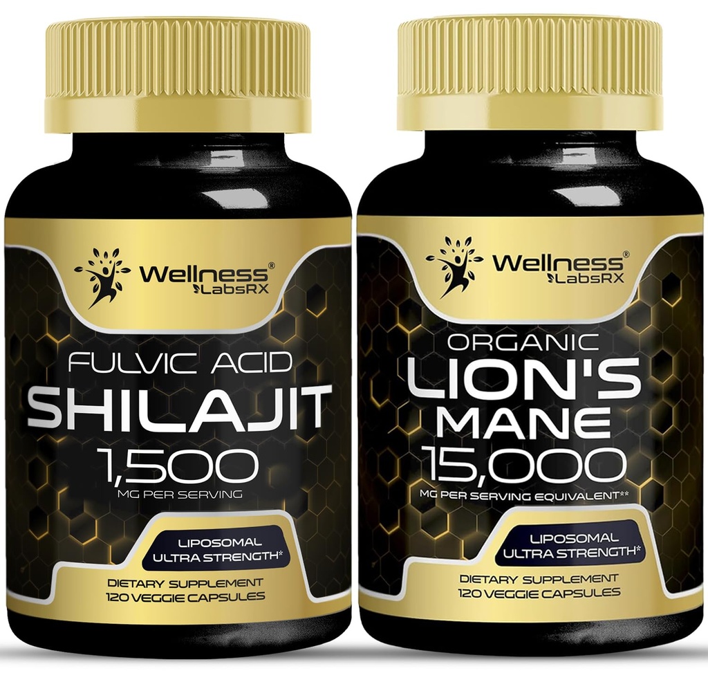 WELLNESS LABSRX Lions Mane Dodatek Kapsle s Shilajit Himalájské Kapsle 124; Bundle