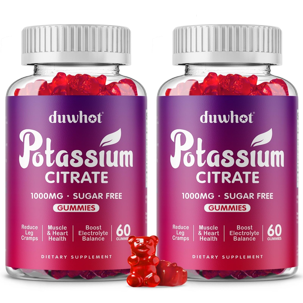 Citrát draselný 1000mg žvejkačky, dodatek draselný pro dospělé ženy a muže, podpora nohou křeče a svalové zdraví, 120 Žvýkačky