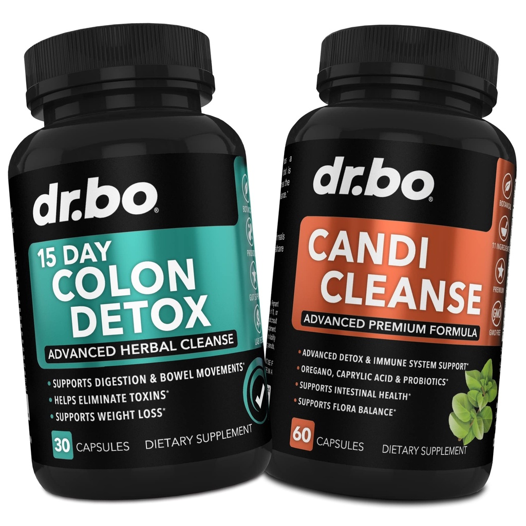 Colon Candi Cleanse Detox Support - Anti Overgrow & 15 Day Intestinal Cleanse Pills & Probiotic - Balance Control & Fast Acting Natural Laxative for Contractive Relief - Bowel Movement Gut Health