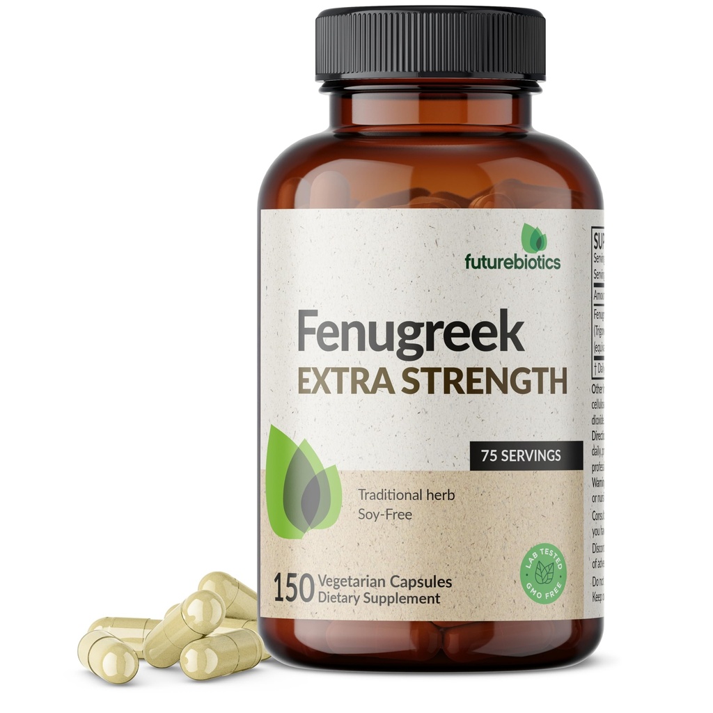 Futurebiotika Fenugreek Extra Strength podporuje celkové dobré zdraví & Well- Being, Non- GMO, 150 Vegetariánské kapsle