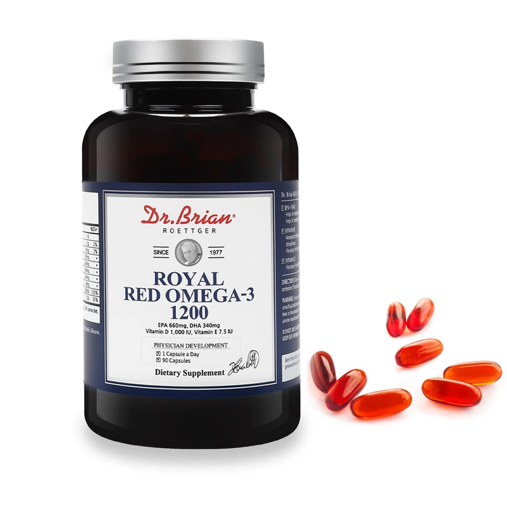 Dr. Brian Royal Red Omega 3 1200, dodatek k rybím oleji s EPA a DHA Omega3 Rybí olej obsahuje vitamín D, E Omega-3 Podpora fyzického zdraví - 90 měkkých gelů
