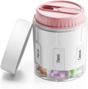 Daviky Pill Lahvička Organizátor, Dodatek Pořadatel se 7 Velké Compartments, Travel Pill Dipenser kulatý Pill Box se dvěma Lids Pink