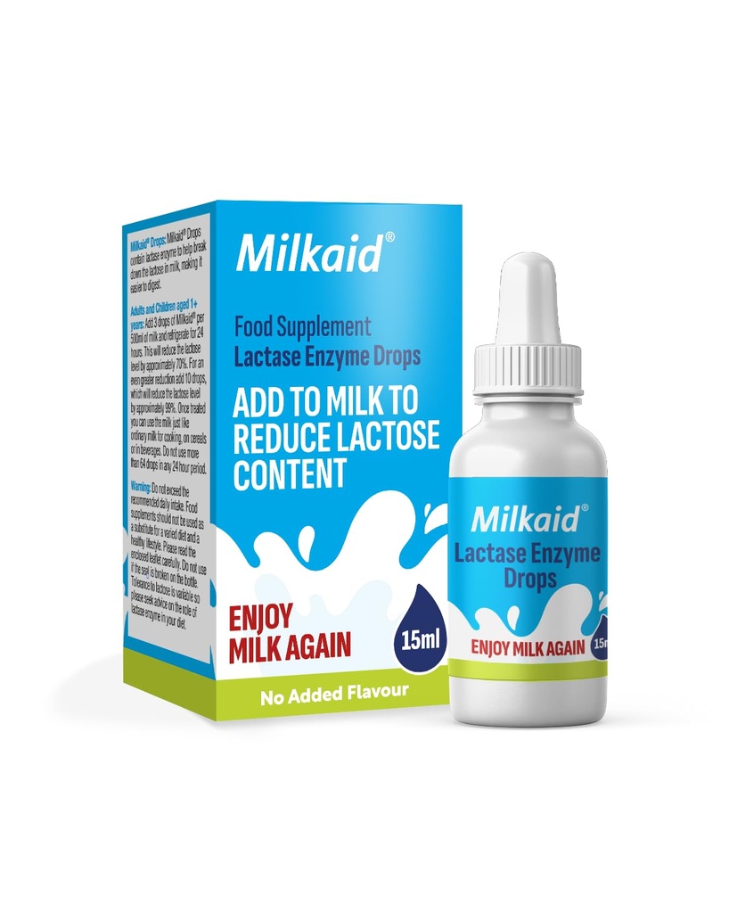 Milkaid Lactase Enzyme Kapky pro intoleranci laktózy CLAS124; Prevents Gas, Floating & Diarhea CLAS124; Fast acting Dairy Digestive Supplement CLAS124; Gluten Free & Vegetarian CLAS124; No Umělý Flavor CLAS124; 0.5 Fl OZ (1)