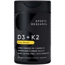 Sportovní výzkum Vegan vitamin D3 + K2 dodatek s organickým kokosovým olejem - 5000iu Vitamin D se 100mcg Mk7 Vitamin K - Podporuje vápník pro silnější kosti a imunitní zdraví - 30 Softgels pro dospělé