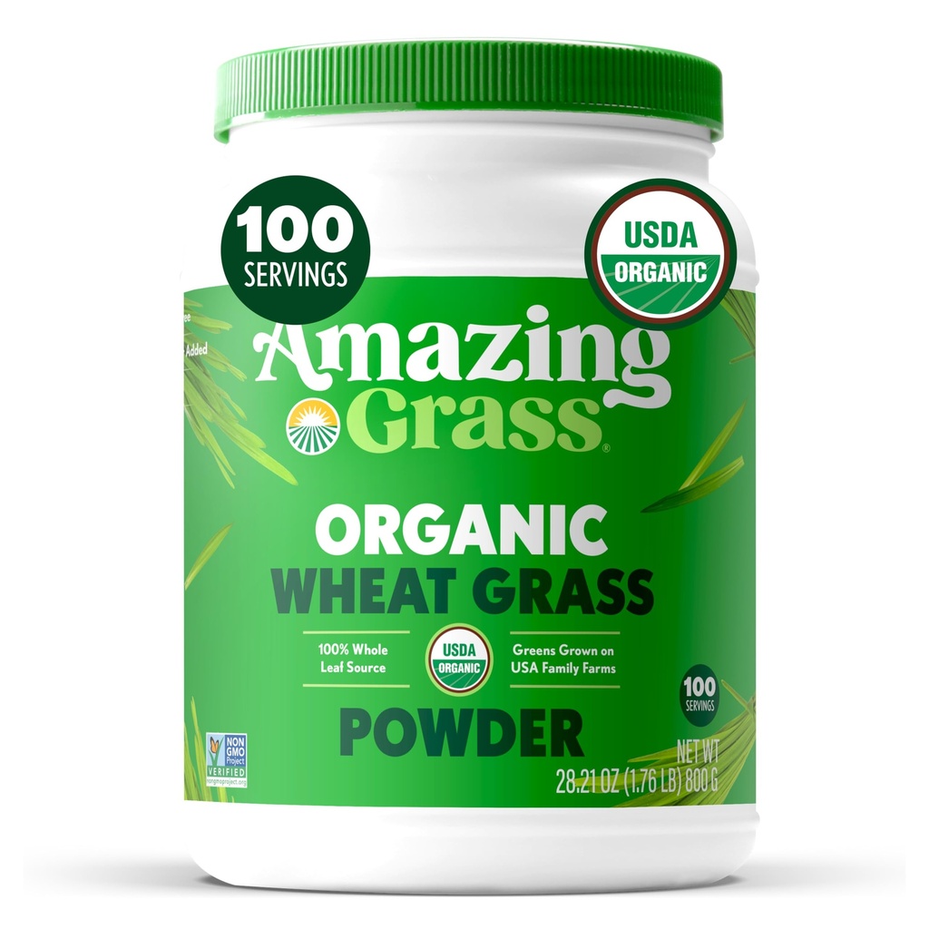 Amazing Grass Wheat Grass Powder: 100% Whole- Leaf Wheat Grass Powder for Energy, Detox & Imunity Support, Chlorofyl Poskytování zelených, 100 Služeb