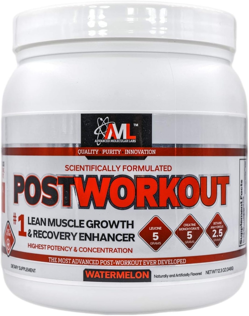 Pokročilé molekulární laboratoře - Postworking Powder, Lean Muscle Growth, Recovery Enhancer, Muscle Building Post cvičení Recovery drink pro ženy a muže, Meloun, 12.3 oz