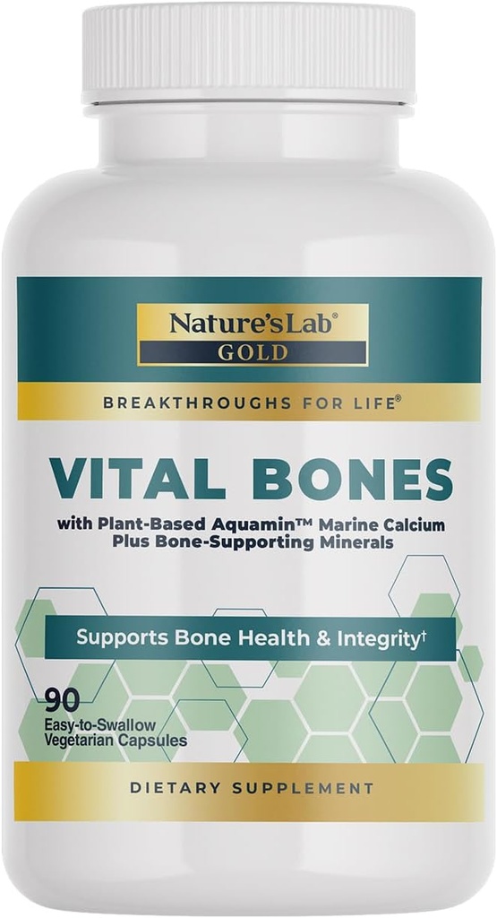 Přírodní zlaté vitální kosti s Aquamin ™ Plant- Based vápník - 90 Vegetariánské kapsle