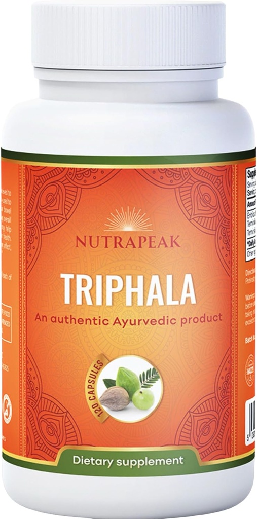 Triphala Kapsle - 2000mg - Ayurvedic Triphala Guggulu Blend Made with Amla Haritaki Bibhitaki Powder - 120 Kapsle - Vegan Non- GMO Soy Free gluten zdarma