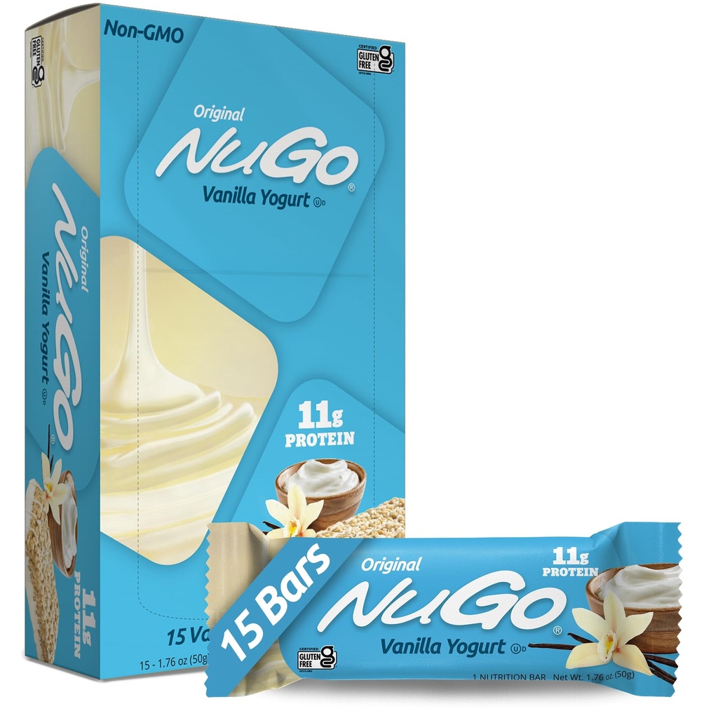 NuGo Protein Bar, Vanilla Jogurt, 11g protein, 170 kalorií, gluten zdarma, 1.76 Ounce each, 15 Count (balení po 1)