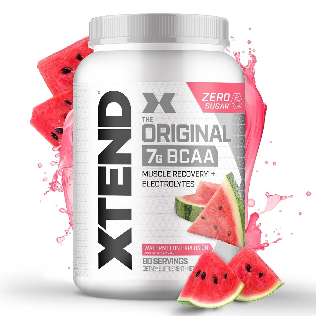 Xtend Original BCAA Powder 7g BCAA a 2.5g L-glutamin, Cukr zdarma příspěvek cvičení Muscle Recovery drink s aminokyseliny pro muže a ženy, 90 Služeb