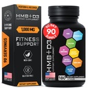 HMB doplňky s vitaminem D3 - 1,000mg vápníku Beta- Hydroxy Beta- Methylbutyrát per Serving for Muscle Growth, Strength & Recovery - 180 Gluten- Free, Non- GMO HMB Kapsle, 3- Month Supply