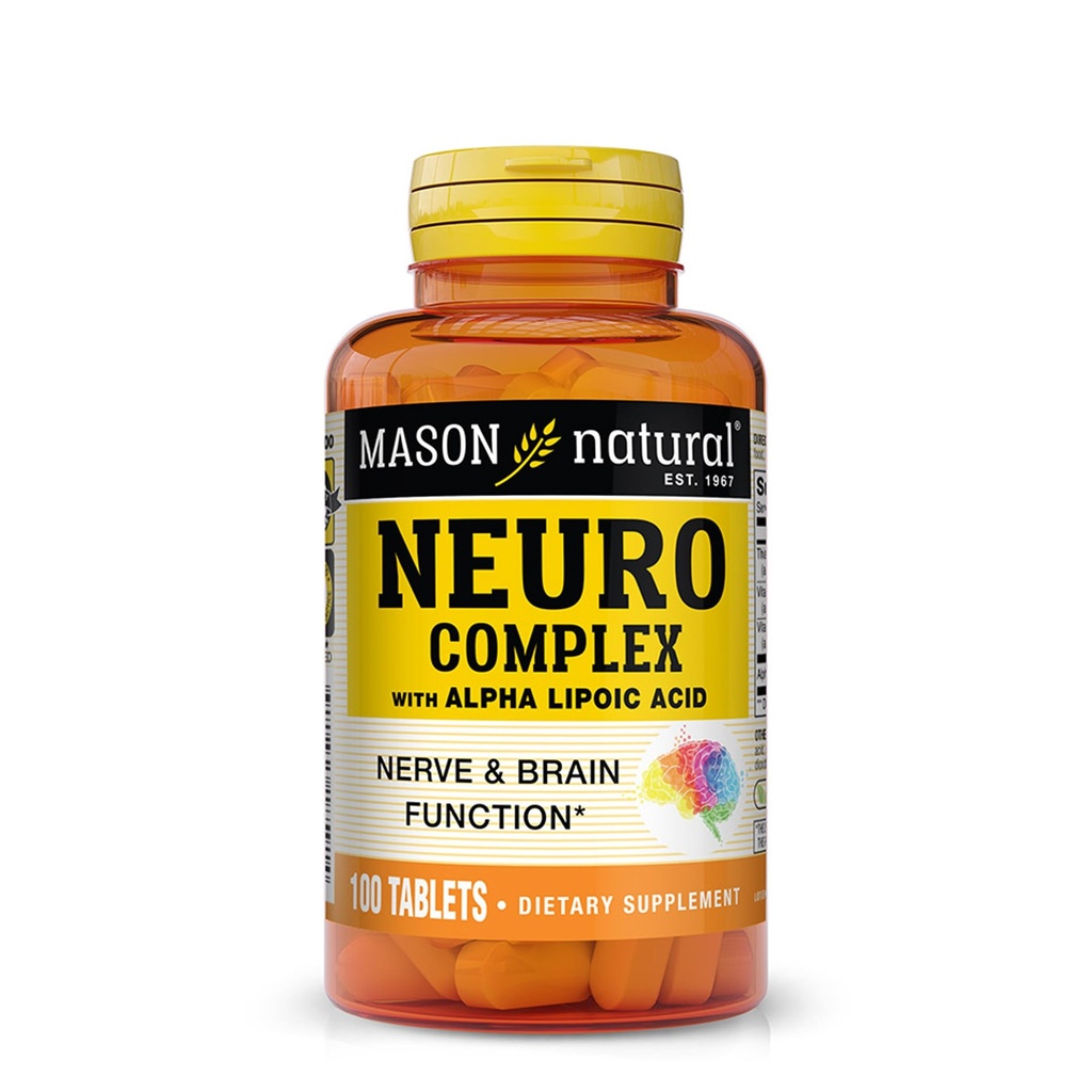 MASON NATURAL Neuro komplex s alfa kyselinou lipoovou a vitaminem B12, vhodný pro vegetariány, 100 tablet