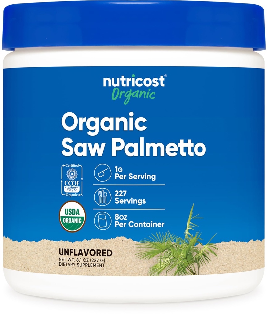 Nutricost Organic Saw Palmetto Powder 8oz - Certified USDA Organic Saw Palmetto, gluten zdarma