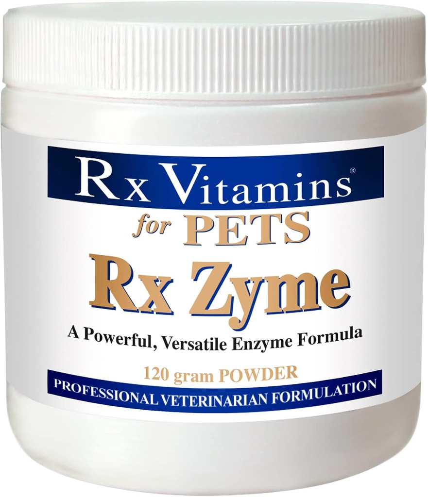 Rx Vitamíny pro domácí zvířata Rx Zyme pro psy a kočky - Nápověda Gastrointestinální Nepohodlí - Přidat do jídla - 120g prášek