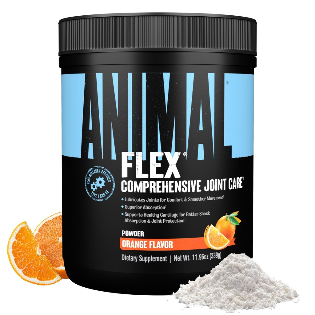 Zvířecí Flex prášek - Společná podpora doplněk pro bolest, opravy a obnovení svalů s kurkumou, Glucosamine, Chondroitin, MSM, Collagen a Boswellia, Great Orange Flavor, 30 Scoops