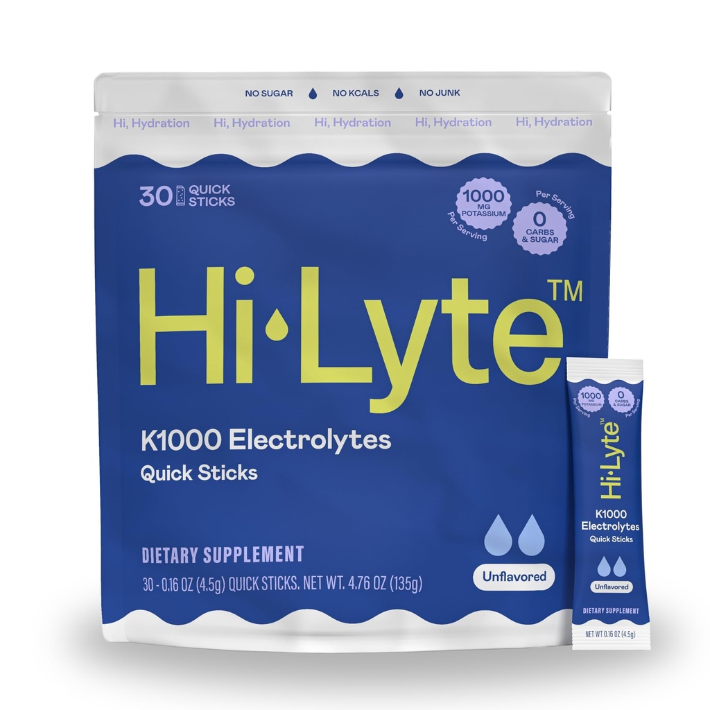 Hi-Lyte K1000 Elektrolyty Sticks Neochucené Keto & Performance, 30 Služeb