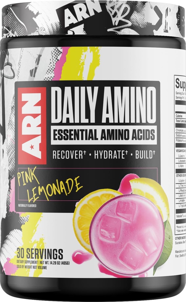Arms Race Výživa 124; ARN 124; Denní aminoesenciální aminokyseliny (30 Servings, Růžová limonáda)