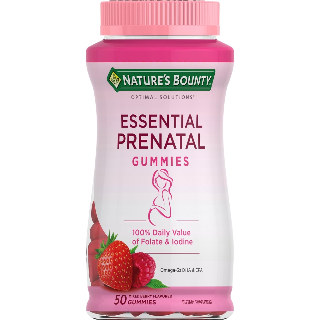 Prenatální gumy, kyselina listová a jód, Omega 3 a DHA, 50 Počet, 25 Celkem