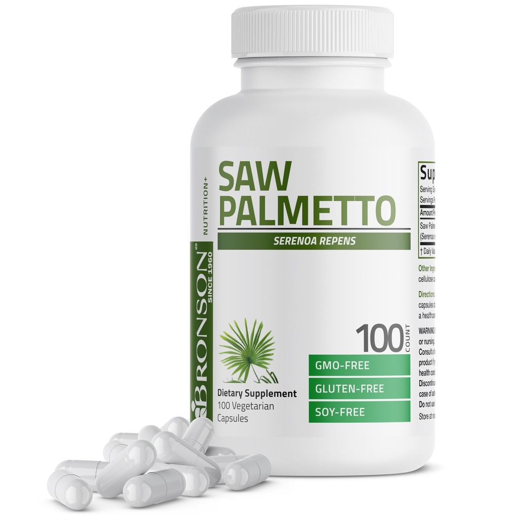 Bronson Saw Palmetto Extra Strength podporuje zdravé funkce prostaty a močení Zdraví - Non GMO, 100 Vegetariánské kapsle