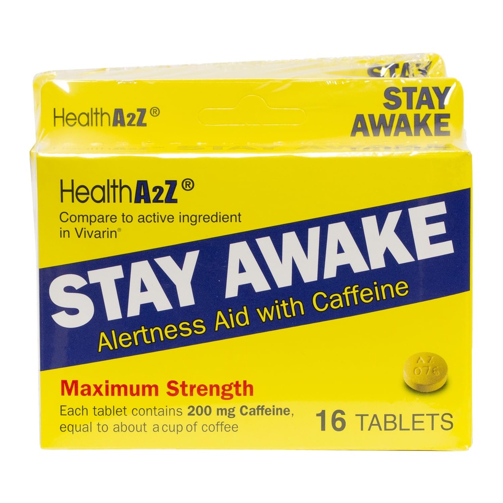 HealthA2Z ® Zůstaň vzhůru 124; 200 mg kofeinu 124; Alertense Aid with Caffeine Of 124; 3 Balení 16 tablet (48 tablet celkem) 124; Síla maxia