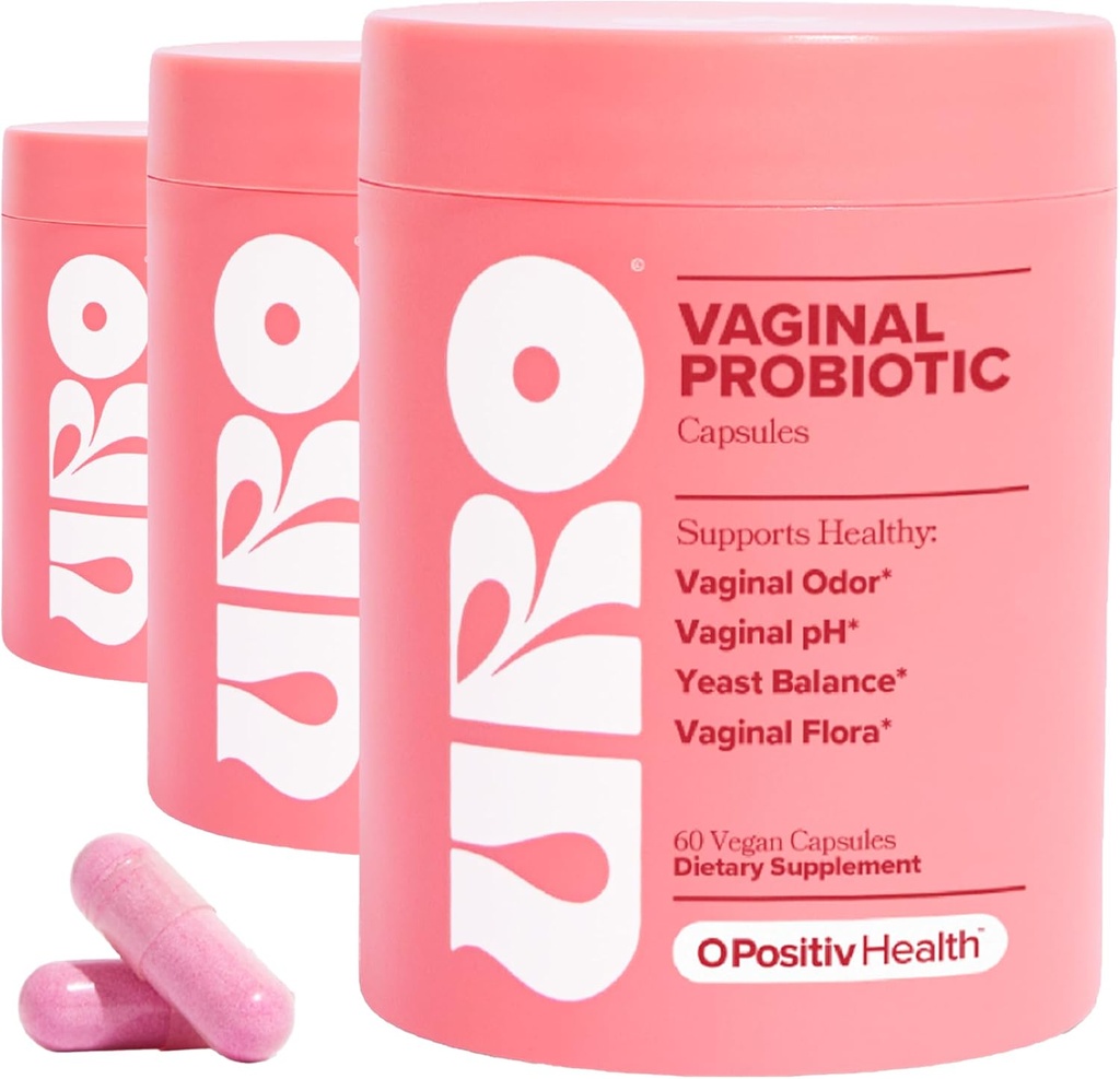 O Positiv URO Vaginální Probiotika pro ženy pH Balance s Prebiotics & Lactobacillus Probiotic Blend - Vaginální doplněk zdraví - Podpora zdravé vaginální zápach & Vaginální Flora, 60 Počet (balení 3)