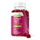 Viteey kolagen gumy s biotin gumy pro vlasy kůže a nehty Vitaminy - Biotin a kolagen doplňky pro ženy a muže - Vegan, gluten- Free - 60 Počet