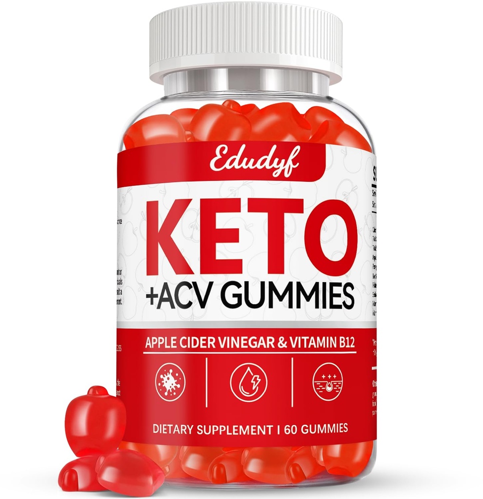 Keto ACV Gummies - 60 hrabě gluten- Free, želatin- Free Apple Cider Ocet Gummies s B12 pro Keto podporu, Vegetariánské, Unikátní příchuť, Pohodlné láhev dodatek pro muže a ženy