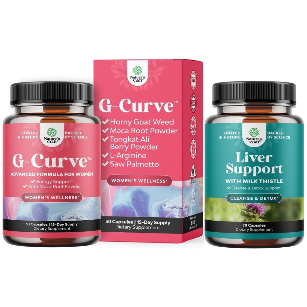 Bundle G Curve Horny Kozí Tráva pro ženy - Enhanced Energy Mood Performance a Bylinné Játra Support Mléko Thistle Dodatek s Dandelion Root, Cholin, Beetroot & Artichice Extract