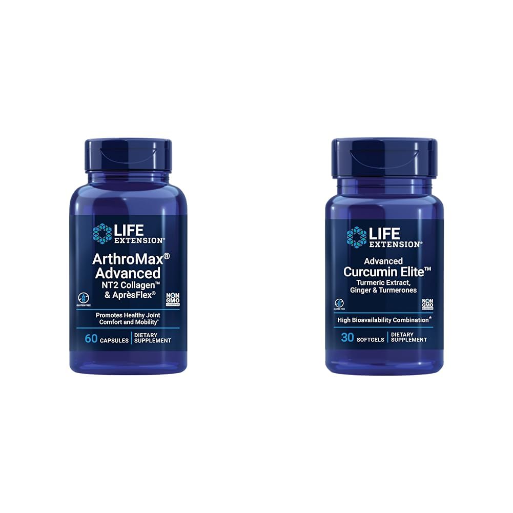 Life Extension ArthroMax Advanced Joint Health Dodatek s Collagen, Glucosamine & Curcumin Elite Turmeric, 60 Kapsle & 30 Softgels