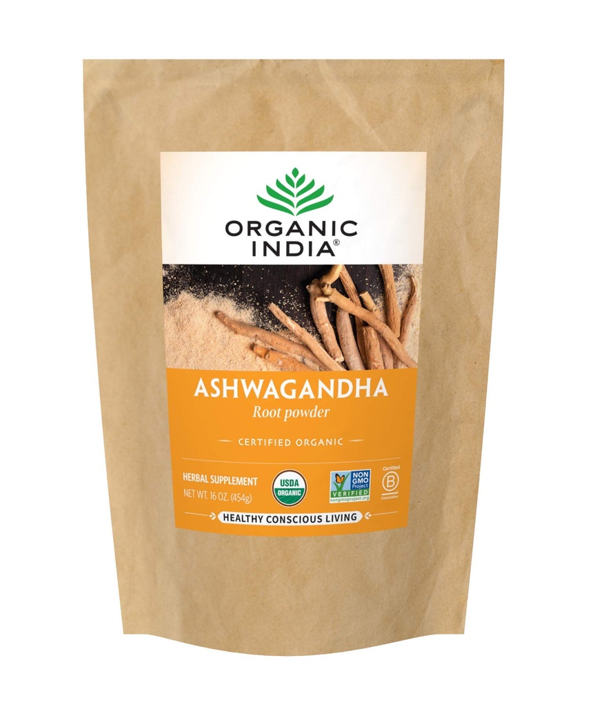 ORGANICKÁ INDIA Ashwagandha Powder Organic - Ashwagandha Root Powder Bulk, Bylinný dodatek - Vegan, gluten- Free, Kosher, Non-GMO, Podporuje Stress Relief, Energie, a spánek - 1lb Bag