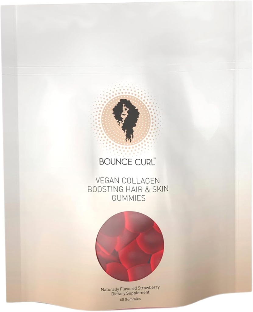 Bounce Curl Vegan Kolagen zvýšení vlasů, kůže a nehty gumy, 60 Jahodové gumy