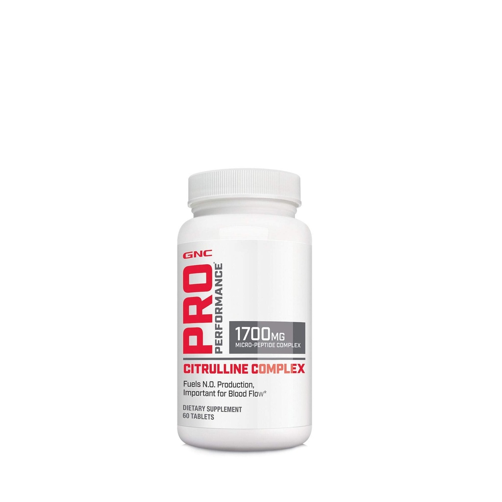 GNC Pro Performance Citruline Complex 1700mg, 60 tablet, Fuels Nitric Oxide Production for Health Blood Flow