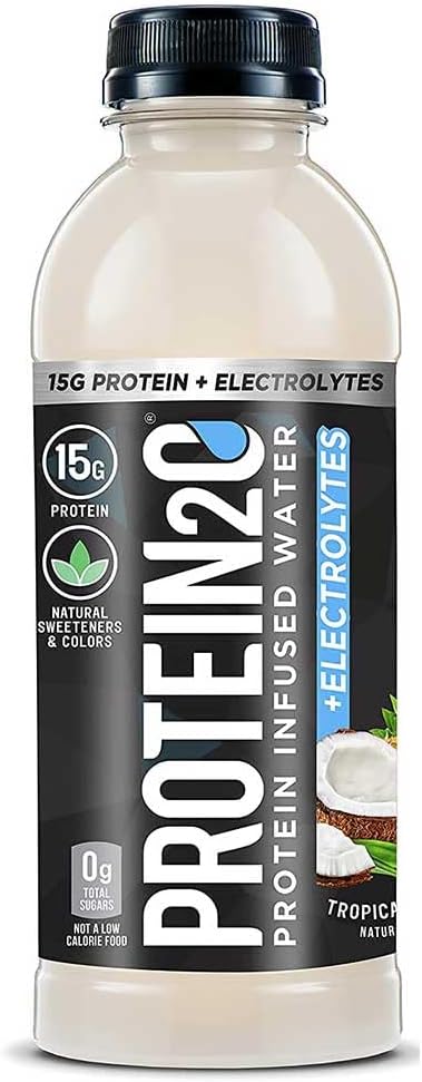 Protein2o 15g Syrovátkový izolát infuzní vody Plus Electrolyty, Sugar Free Sports Drink, Připravený k pití, Gluten Free, Bezlaktóza, Tropický kokos, 16.9 oz láhev (12 Počet)
