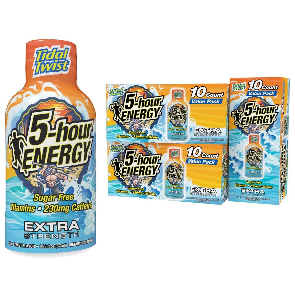 5hodinová ENERGY Extra Energy Shot, Tidal Twist (1.93 oz., 30 Count), Nulové kalorie & Sugar- Free 230 mg Caffeinated Energy Shot, Amino Acids & B Vitaminy, Dietní doplňky, Pina- Colada Flavor