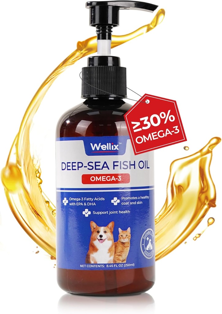 Wellix Omega 3 Rybí olej pro psy, Lepší než losos olej pro psy, Dog Fish Oil dodatek, Pet kůže a kabát dodatek, Promotes Heart, Joint & Imunitary Health, EPA & DHA