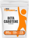 Bulksupplements.com Beta karoten Powder - Beta karoten dodatek, vitamín A dodatek pro imunitní a vizní podporu - gluten zdarma, 900 mg na servírování, 250g (8.8 oz) (balení po 1)