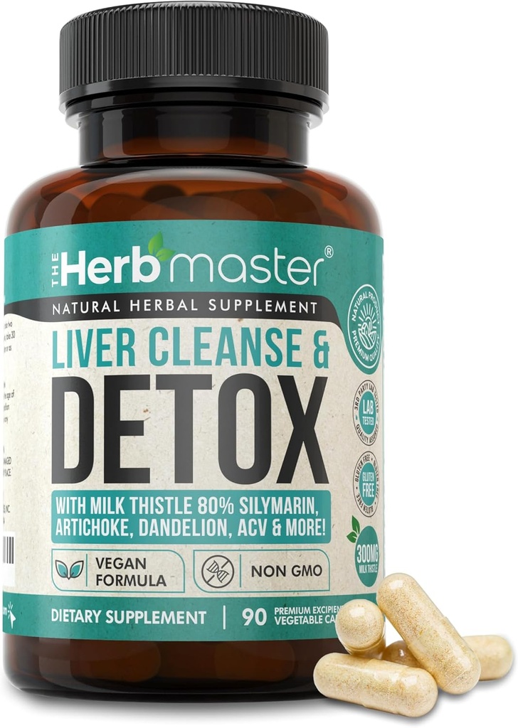 Nora Ross Herbmaster Vyčištění jater Detox & Opravy - 27- in-1 Bylinný doplněk pro podporu jater pro muže a ženy - Mléko Thistle dodatek w / Artichice Extract, Cholin, Zinek & Pampeliška Kořen - 45 Služebné