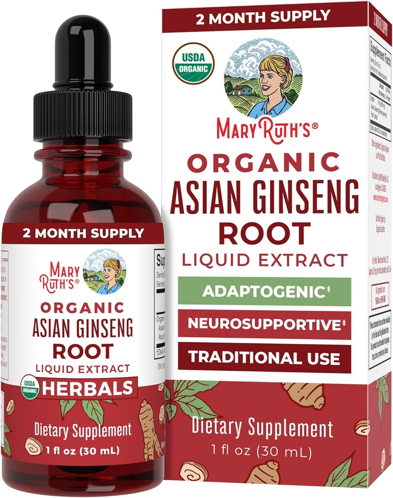 MaryRuth Organics Bylinný dodatek Drop, Antioxidant, Boost Energy, Balení 1, Ginseng Kořen pro vitalitu, Podporuje Zaostření a vytrvalost, Vegan, Non- GMO, Gluten Free, 1 Fluid Ounces