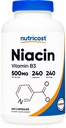 Nutricost Niacin (vitamin B3) 500mg, 240 tobolek - s Flushing, Non- GMO, bez glutenu