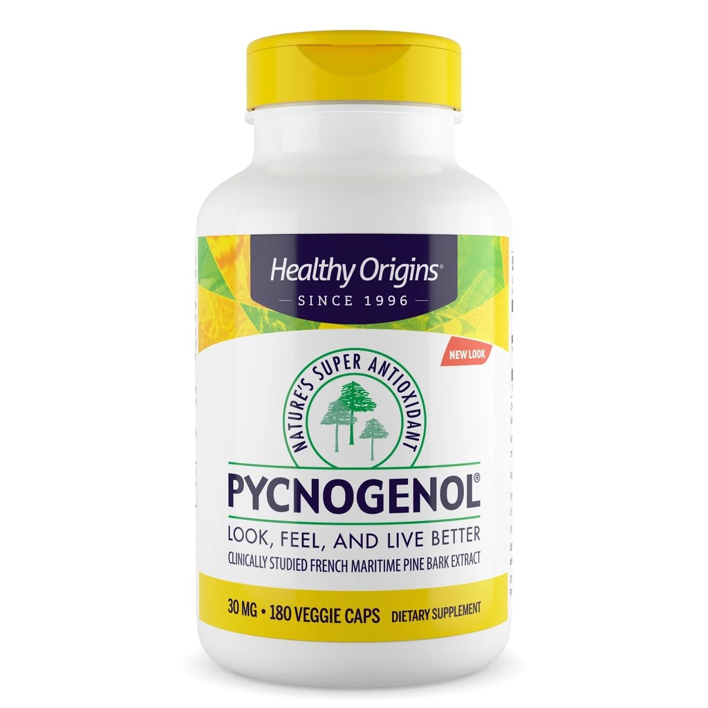 Zdravý původ Pycnogenol 30 mg (Nature 's Super Antioxidant, Non- GMO, gluten Free, Kardiovaskulární podpora), 180 Veggie Caps