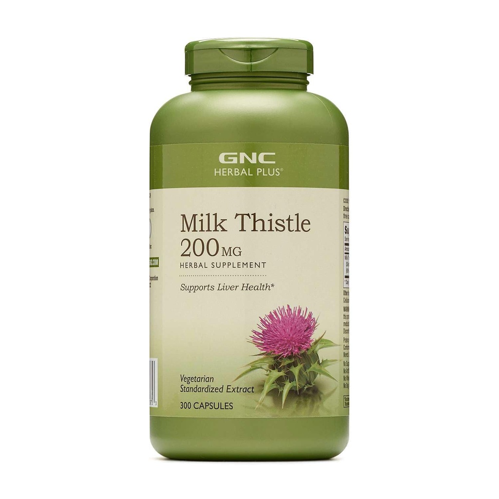 GNC Bylinné Plus Mléko Thistle 200mg Dodatek, Vegetariánské, Podporuje zdravé funkce jater, 300 Služeb