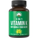 Vitamin K s celopotravinovou směsí 25 + zelenina a ovoce pro Max Absorpce. Veganské kapsle Dodatek. Vitamins K1, K-2 MK4 + K2 Natto MK7. Alternativa k Drops, Gummies. VIT K s K 2 a MK-7