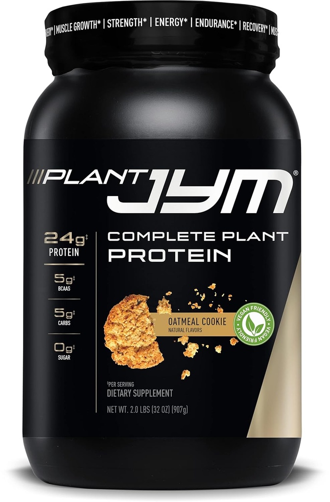 Plant JYM Ovesná kaše Cookie Gourmet mléčné bílkoviny zdarma pro zotavení, 5g BCAA, laktóza zdarma, gluten zdarma pro muže a ženy 2lbs