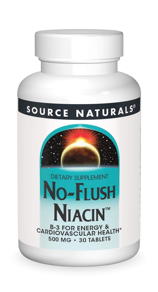 Zdroj Naturals No- Flush Niacin, B-3 pro energetické a kardiovaskulární zdraví * 500 mg - 30 tablet